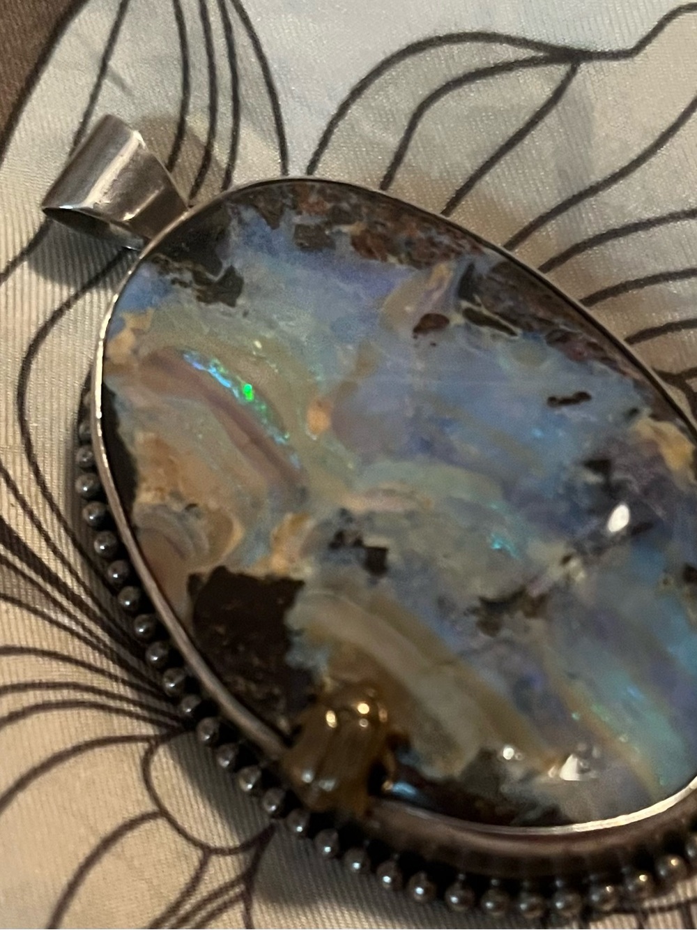 Stephen Dweck 1 of a kind Iridescent Blue and Green Opal Pendant
